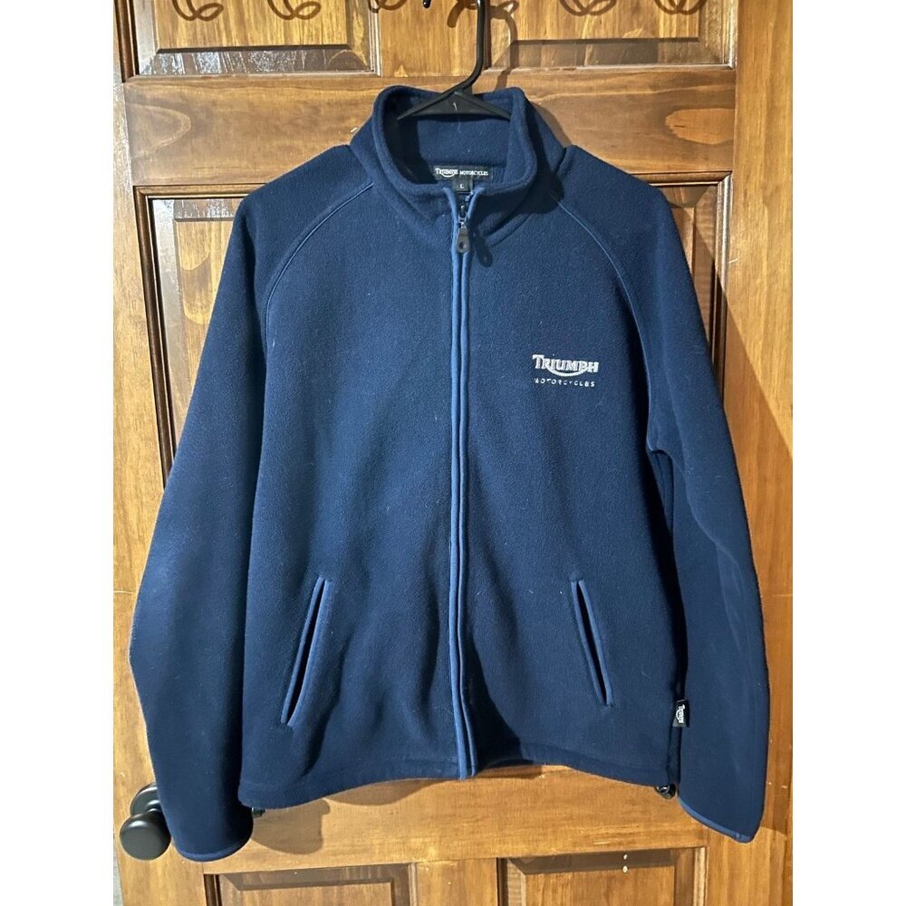 Triumph Motorcycles Fleece Jacket 100% Polyester Blue Size L Zip Up